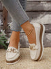 Fall/Winter Comfortable Thick-Soled Slip-On Rocking Shoes, Jeans Shoes Women's Beige Flats With Soft & Flexible Soles,Sneakers For Women