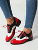 Retro Women Block Shoes Lace Up MIxed Color Sneakers Casul Comfy Confortable Office Pumps