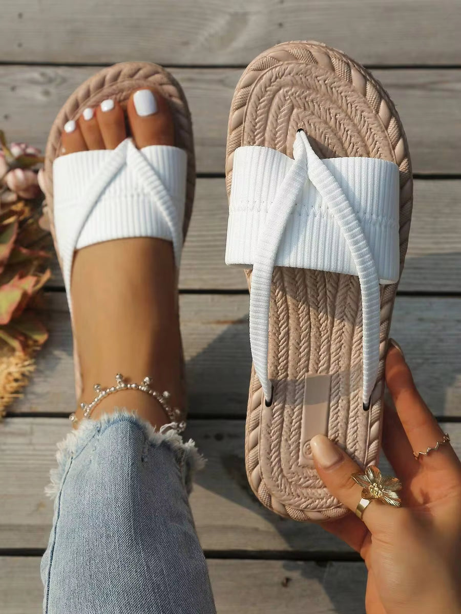 Women's Fashion Beach Flip Flops, Open Toe Slippers, Lightweight Summer Slippers, Plus Size Toe Ring Sandals, Suitable For Outdoor Vacation